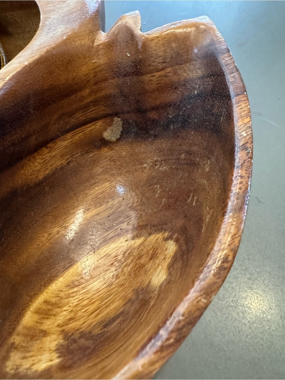 1950-60s Monkey Pod Hardwood Hand-Carved Wooden Serving Bowl—Lobster - Picture 5 of 6